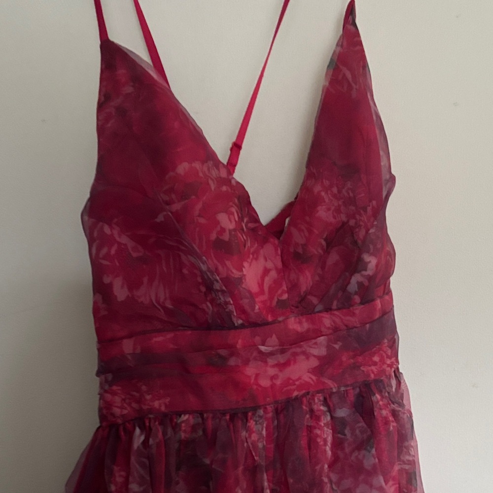 Lulu's Vibrant Red Floral Dress - Picture 3 of 5